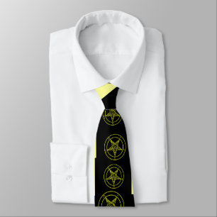 Abstract Wave Baphomet Neck Tie {Yellow}