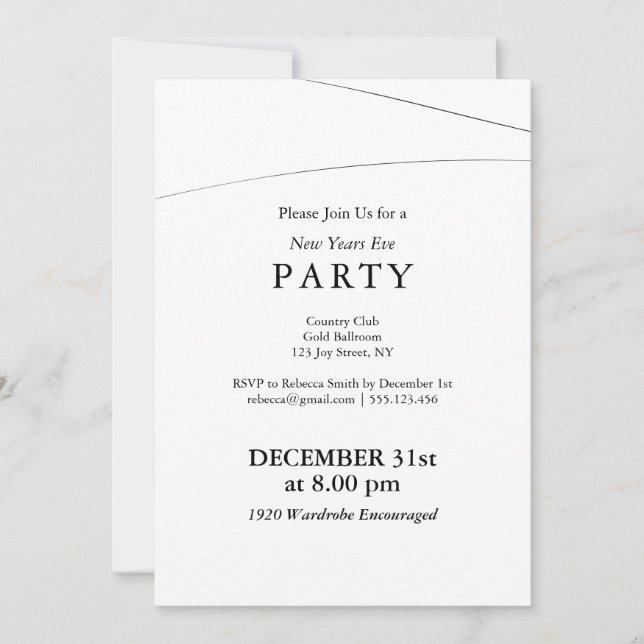 Abstract Wave New Year's Eve Party Invitations (Front)