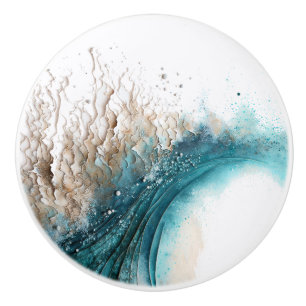 Abstract Wave Painting Ceramic Knob