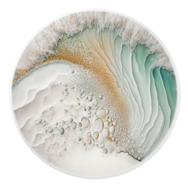 Abstract Wave Painting Ceramic Knob (Front)