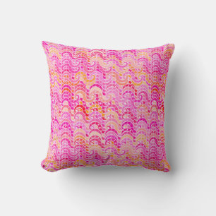 Abstract wave pattern - pink, orange and fuchsia cushion
