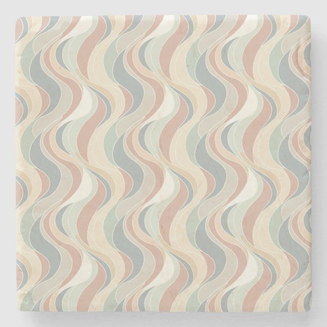 Abstract Wave Pattern Stone Coaster (Front)