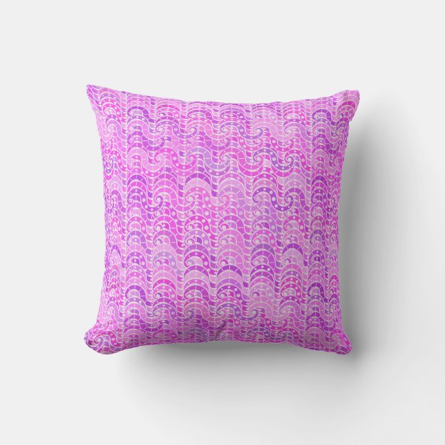 Abstract wave pattern - violet, lavender, orchid cushion (Front)