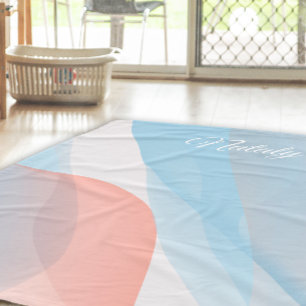 Abstract wave pink blue name fleece blanket