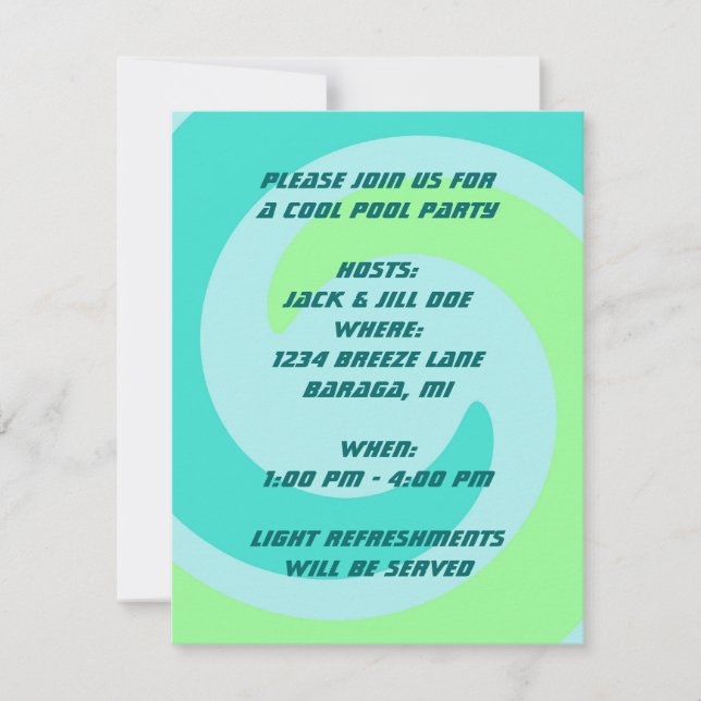ABSTRACT WAVE Retro POOL Beach Party Invitation (Front)