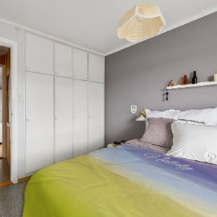 Abstract wave yellow blue name fleece blanket