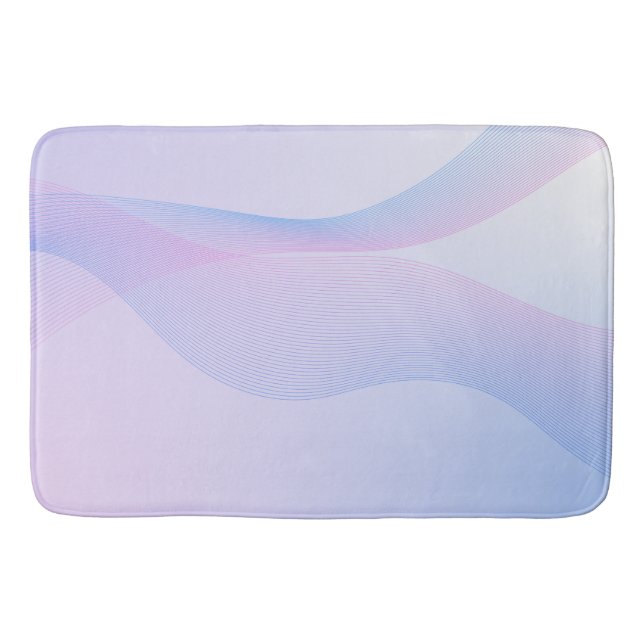 Abstract Wavelines Pink Blue Bath Mat (Front)