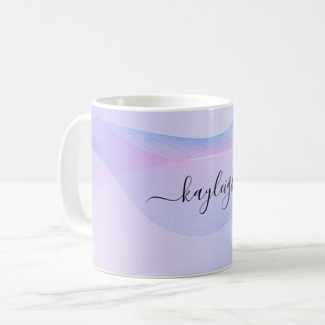 Abstract Wavelines Pink Blue Coffee Mug (Front Left)