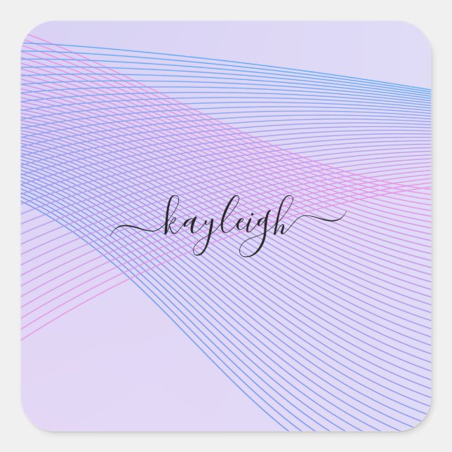 Abstract Wavelines Pink Blue Square Sticker (Front)