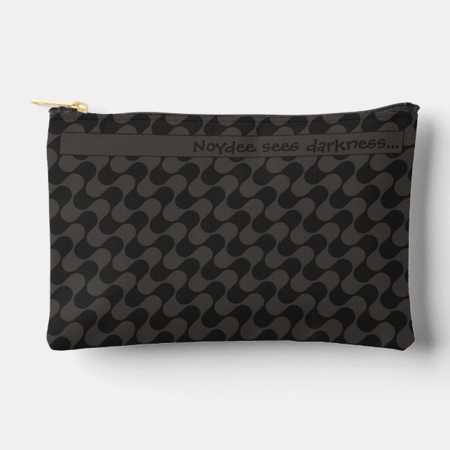 Abstract Waves Black and Grey with Text Accessory Pouch (Front)