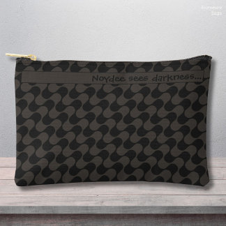 Abstract Waves Black and Grey with Text Accessory Pouch