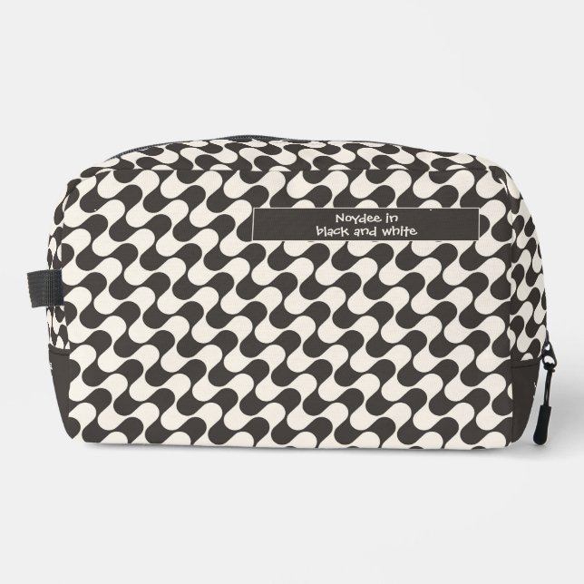 Abstract Waves Black and White with Text Dopp Kit (Front)