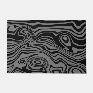 Abstract Waves Black Grey Doormat - Custom Colours