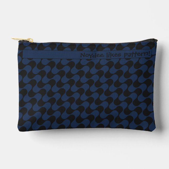 Abstract Waves Blue and Black with Text Accessory Pouch (Front)