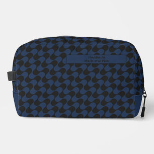 Abstract Waves Blue and Black with Text Dopp Kit