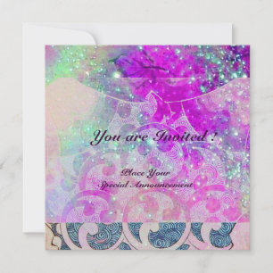 ABSTRACT WAVES Blue,Purple Pink Wedding Party Invitation