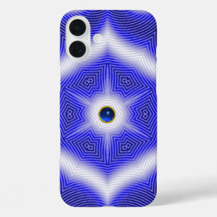 ABSTRACT WAVES,BLUE STAR AND SAPPHIRE GEMSTONE iPhone 16 PLUS CASE