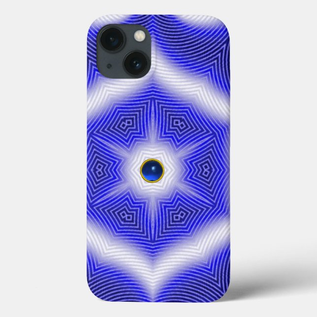 ABSTRACT WAVES,BLUE STAR AND SAPPHIRE GEMSTONE Case-Mate iPhone CASE (Back)