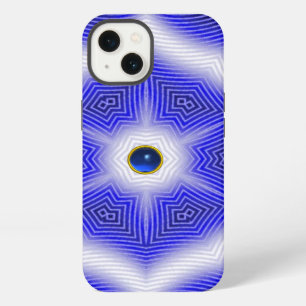 ABSTRACT WAVES,BLUE STAR AND SAPPHIRE GEMSTONE iPhone CASE