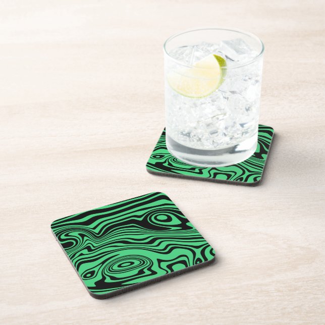 Abstract Waves Coaster - Your Colours - Green (Right Side)