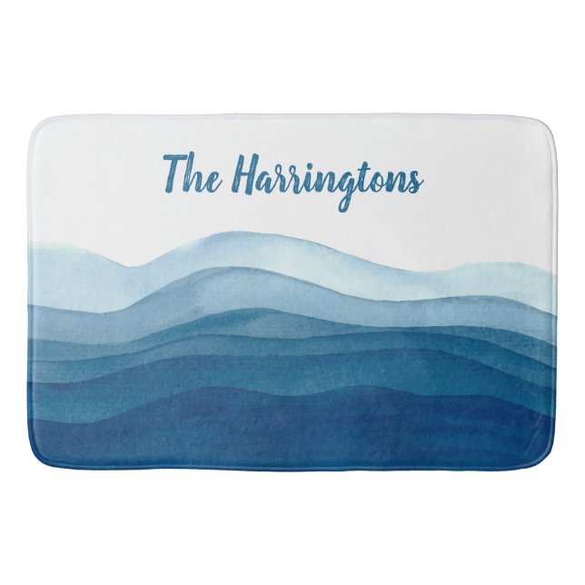 Abstract Waves custom name bath mats (Front)