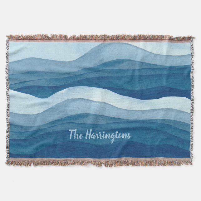 Abstract Waves custom name throw blanket (Front)