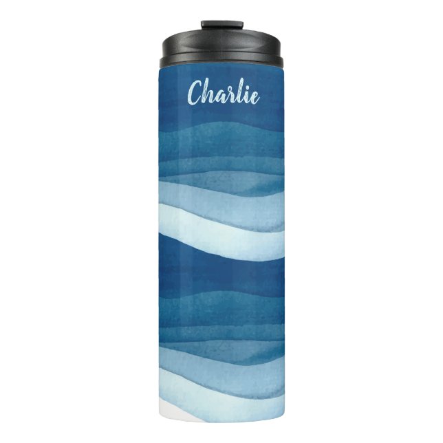 Abstract Waves custom name tumbler (Front)