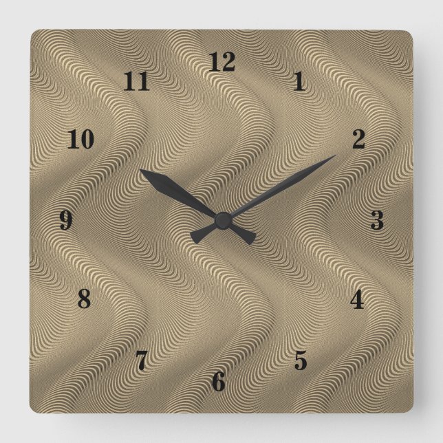 Abstract Waves Golden Art Gold Wall Clock (Front)