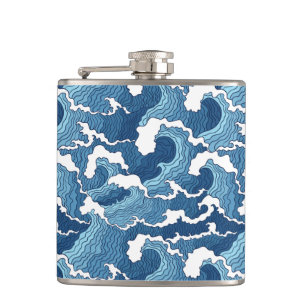 Abstract Waves Hip Flask