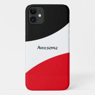 Abstract Waves in Black, Red and White iPhone 11 Case