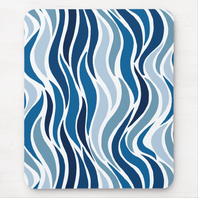 Abstract Waves in blues  Mouse Pad (Front)