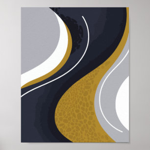 Abstract Waves in Neutral Tones Poster