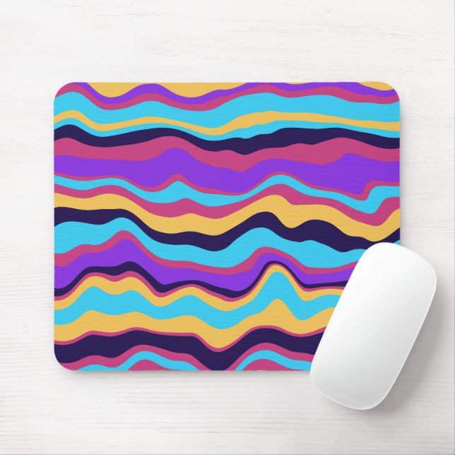 Abstract Waves Mouse Pad (With Mouse)