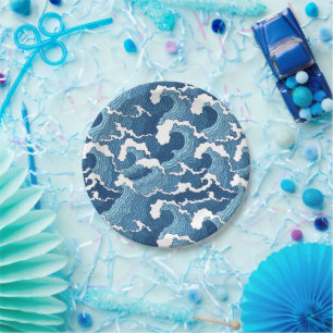 Abstract Waves Paper Plate