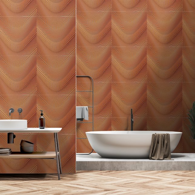 Abstract Waves Pattern Art Wallpaper (Bathroom)
