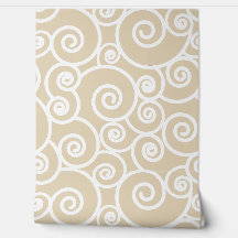 Abstract Waves Pattern Beige White Ocean