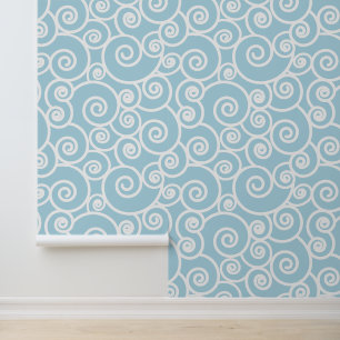 Abstract Waves Pattern Light Blue and White Ocean Wallpaper