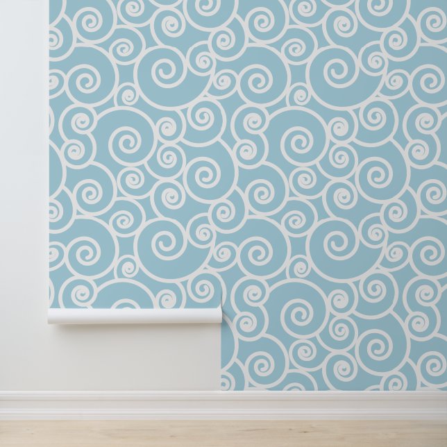 Abstract Waves Pattern Light Blue and White Ocean Wallpaper (Application)