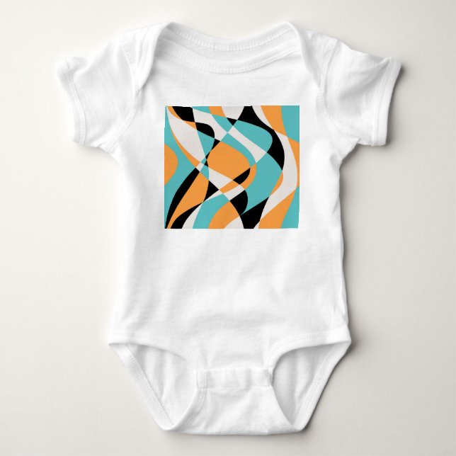 Abstract Waves Pattern Seamless Design Baby Bodysuit (Front)