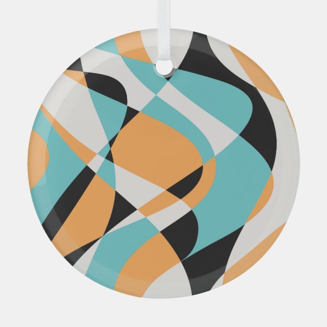 Abstract Waves Pattern Seamless Design Glass Tree Decoration (Front)
