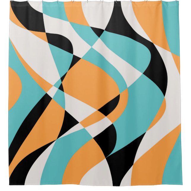 Abstract Waves Pattern Seamless Design Shower Curtain (Front)