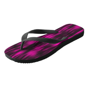 Abstract Waves Pink and Black Flip Flops