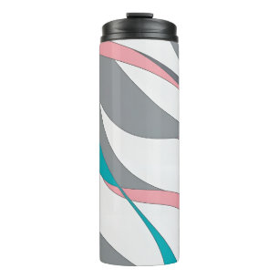 Abstract waves Pink Blue GreyThermal Tumbler