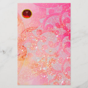 ABSTRACT WAVES,PINK FUCHSIA FLORAL SWIRLS,RED RUBY
