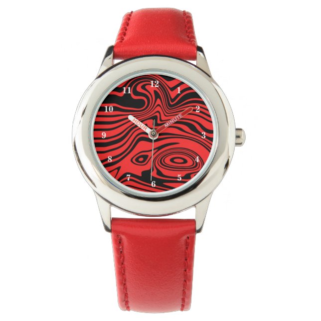 Abstract Waves Red Watch - Choose Colour (Front)