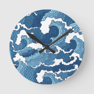 Abstract Waves Round Clock