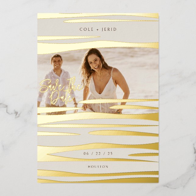 Abstract Waves Save the Date card (Front)