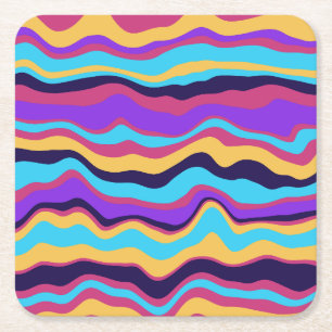 Abstract Waves Square Paper Coaster