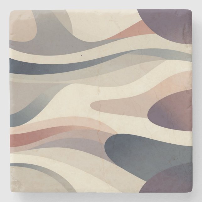 Abstract Waves Stone Coaster (Front)