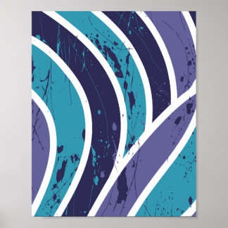Abstract Waves with Paint Splashes Poster